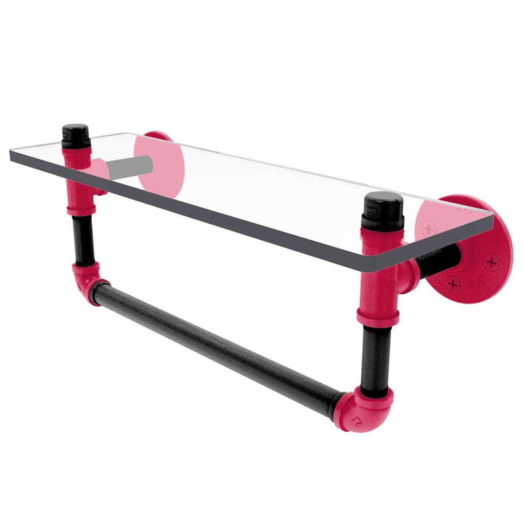 Hardwood Collection Glass Shelf with Towel Bar Houston Edition