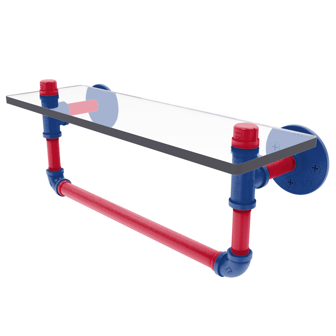 Hardwood Collection Glass Shelf with Towel Bar Los Angeles Coastline Edition