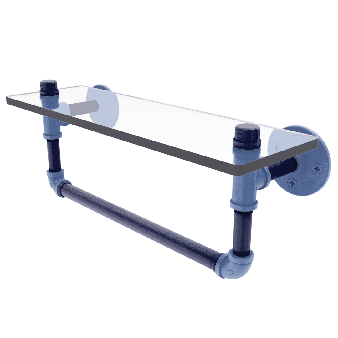 Hardwood Collection Glass Shelf with Towel Bar Memphis Edition