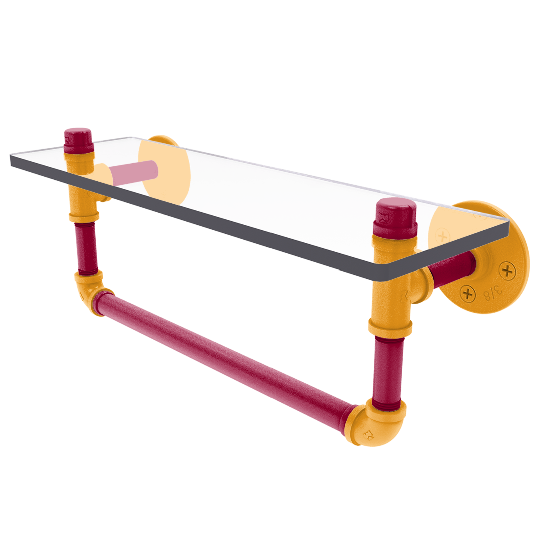 Hardwood Collection Glass Shelf with Towel Bar Miami Edition