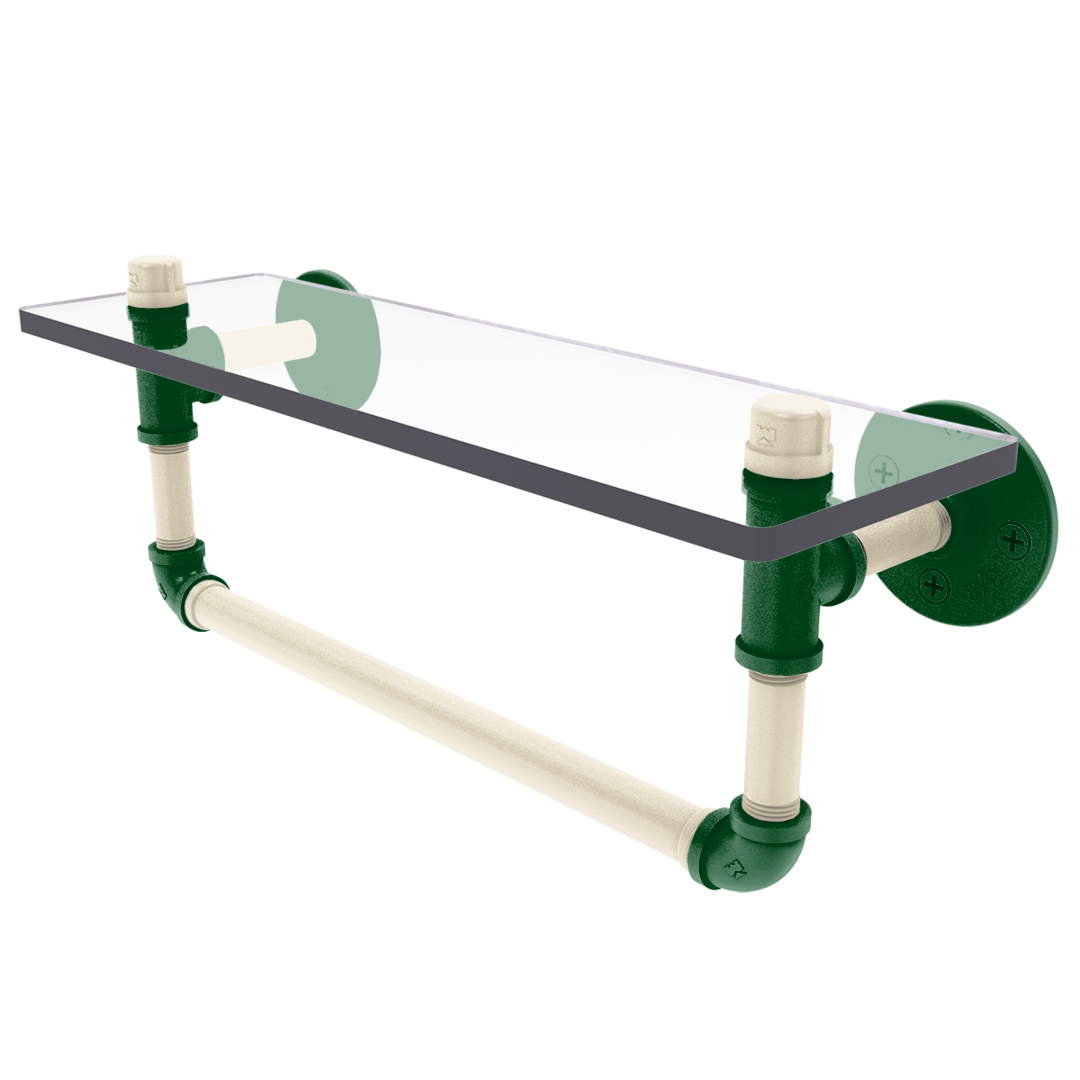 Hardwood Collection Glass Shelf with Towel Bar Milwaukee Edition