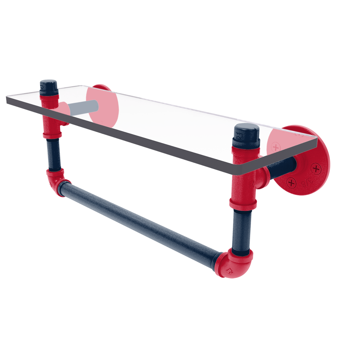 Hardwood Collection Glass Shelf with Towel Bar New Orleans Edition