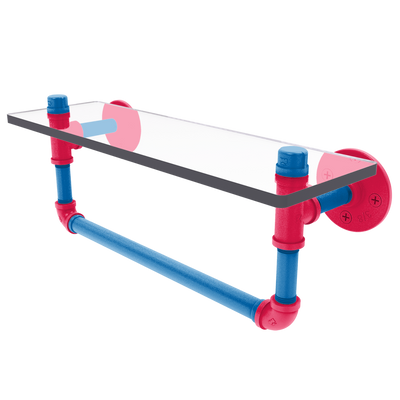 Hardwood Collection Glass Shelf with Towel Bar Philadelphia Edition