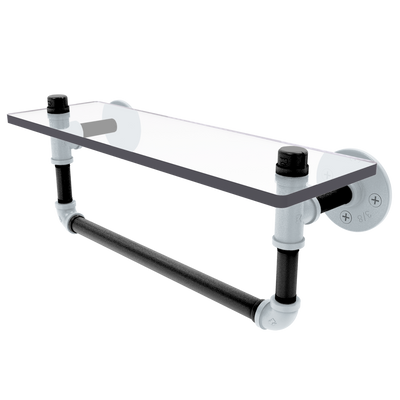 Hardwood Collection Glass Shelf with Towel Bar San Antonio Edition