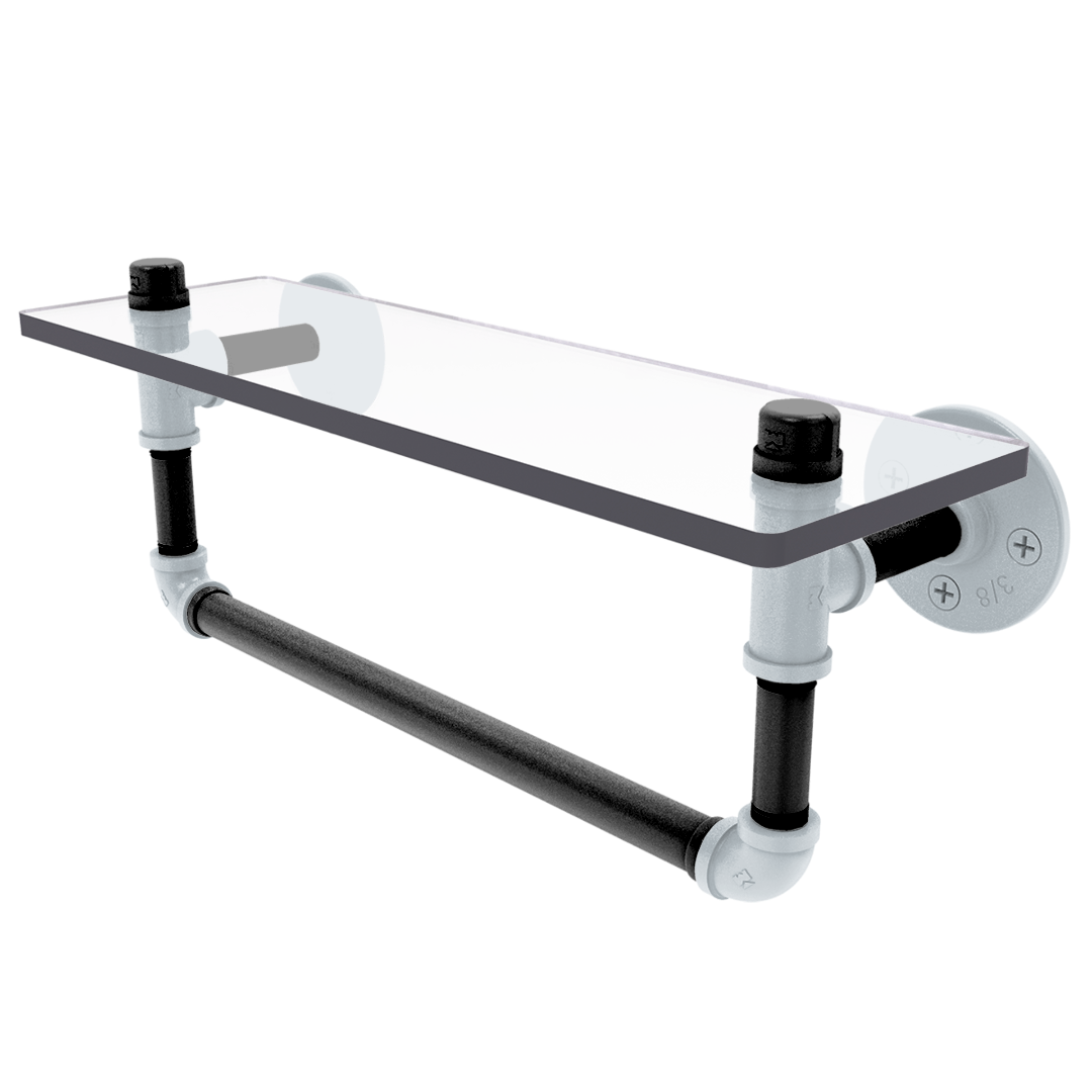 Hardwood Collection Glass Shelf with Towel Bar San Antonio Edition