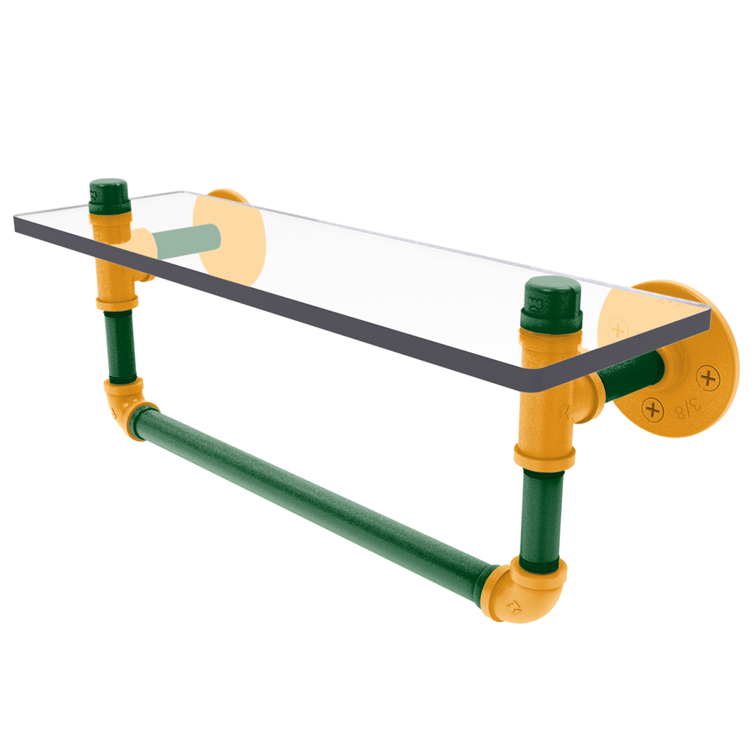 Hardwood Collection Glass Shelf with Towel Bar Utah Edition