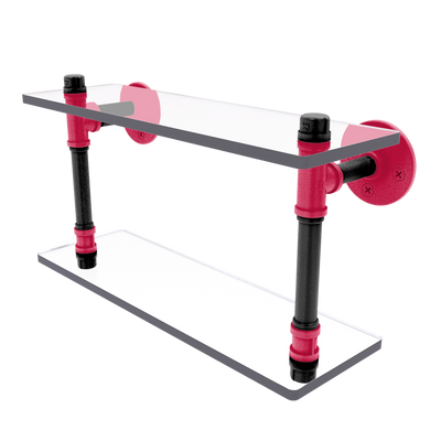 Hardwood Collection Double Glass Shelf Chicago Edition