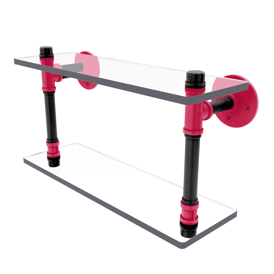 Hardwood Collection Double Glass Shelf Houston Edition