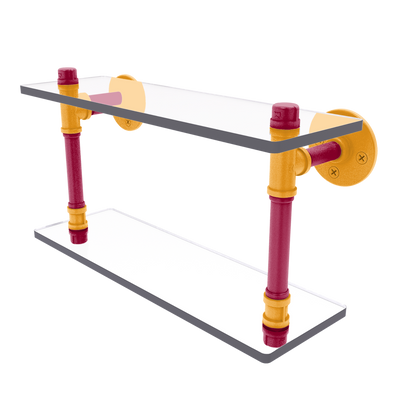 Hardwood Collection Double Glass Shelf Miami Edition