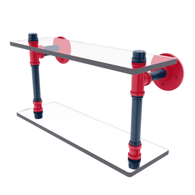 Hardwood Collection Double Glass Shelf New Orleans Edition