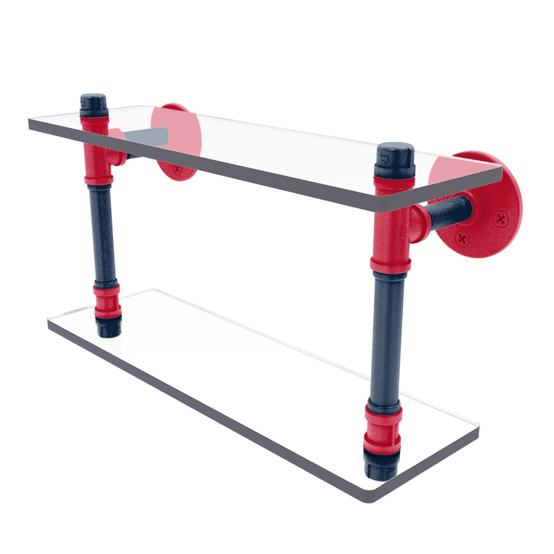 Hardwood Collection Double Glass Shelf New Orleans Edition