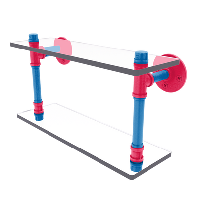 Hardwood Collection Double Glass Shelf Philadelphia Edition