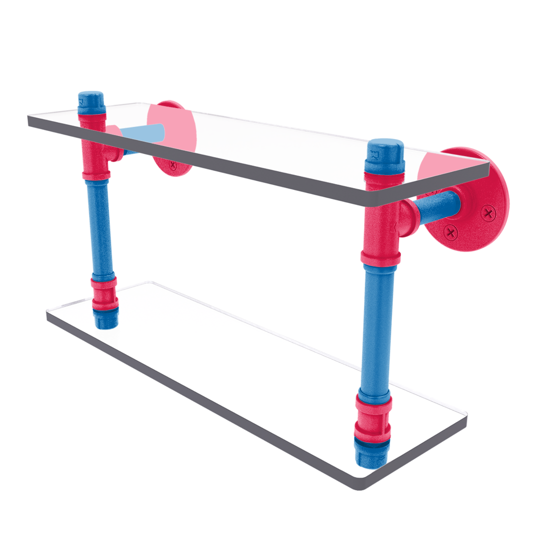 Hardwood Collection Double Glass Shelf Philadelphia Edition