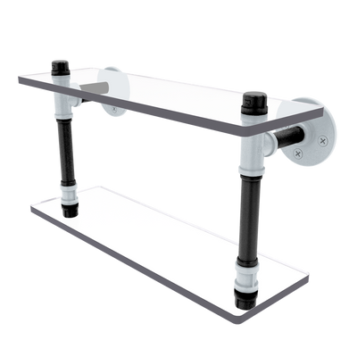 Hardwood Collection Double Glass Shelf San Antonio Edition