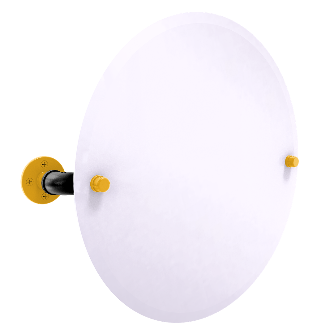 Slapshot Collection Frameless Round Wall Mounted Tilt Mirror Boston Edition