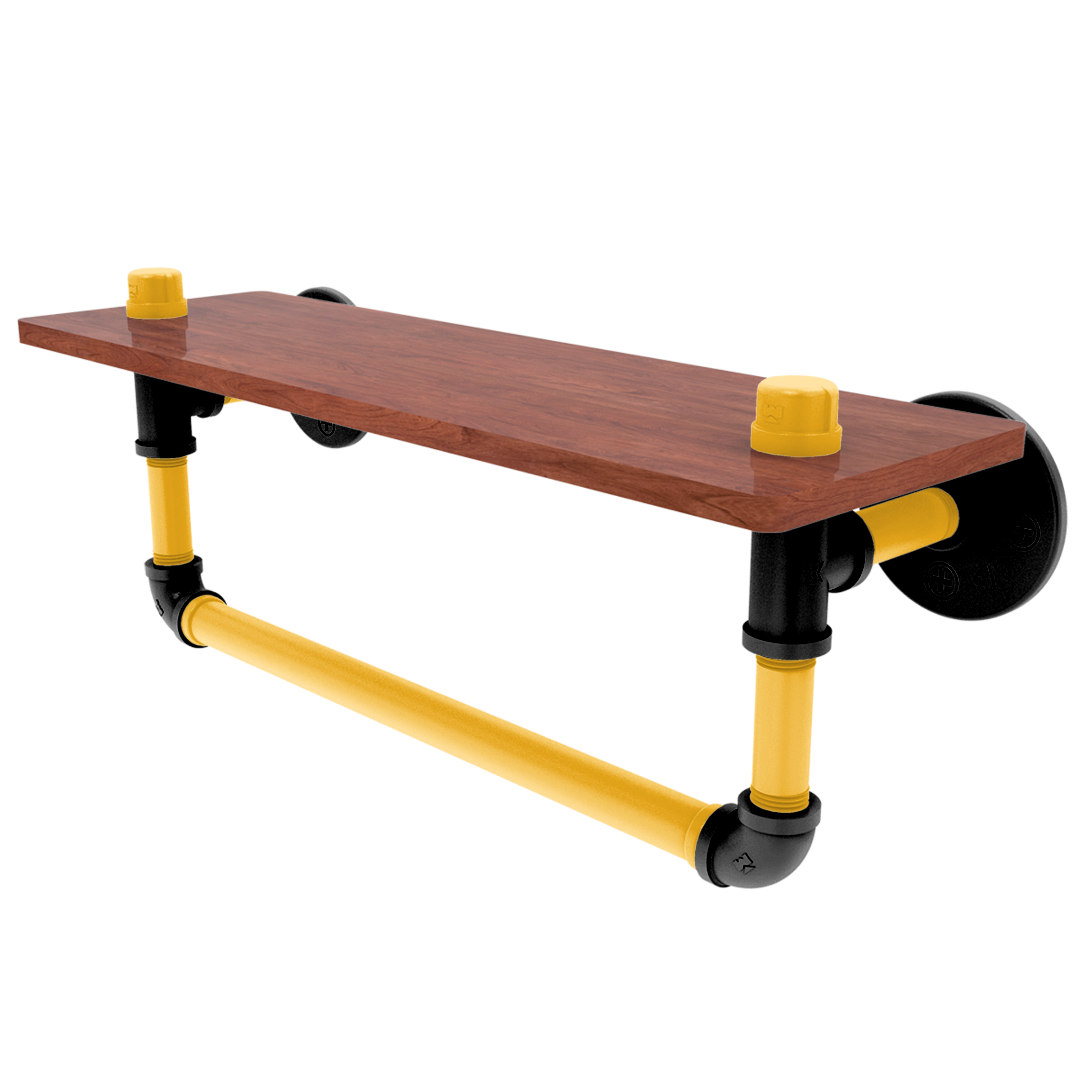 Slapshot Collection Wood Shelf with Towel Bar Boston Edition