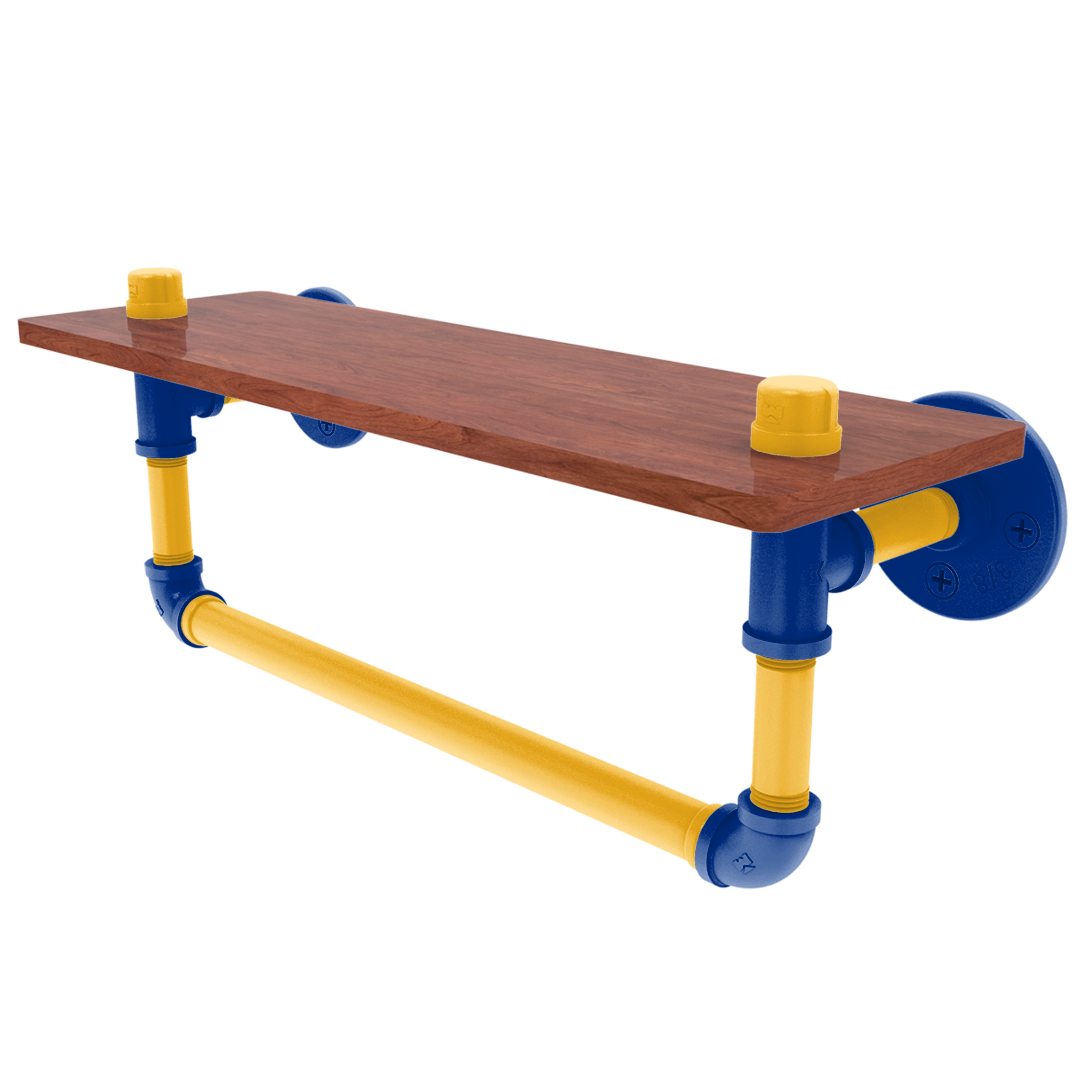 Slapshot Collection Wood Shelf with Towel Bar Buffalo Edition