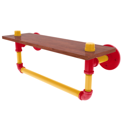 Slapshot Collection Wood Shelf with Towel Bar Calgary Edition
