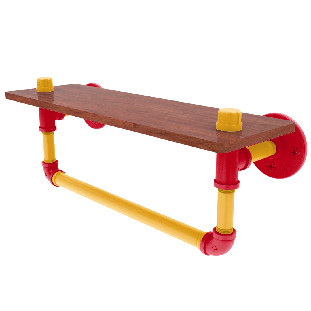 Slapshot Collection Wood Shelf with Towel Bar Calgary Edition