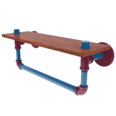 Slapshot Collection Wood Shelf with Towel Bar Colorado Edition