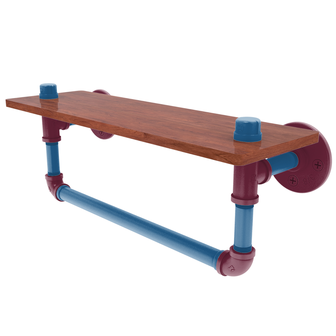 Slapshot Collection Wood Shelf with Towel Bar Colorado Edition