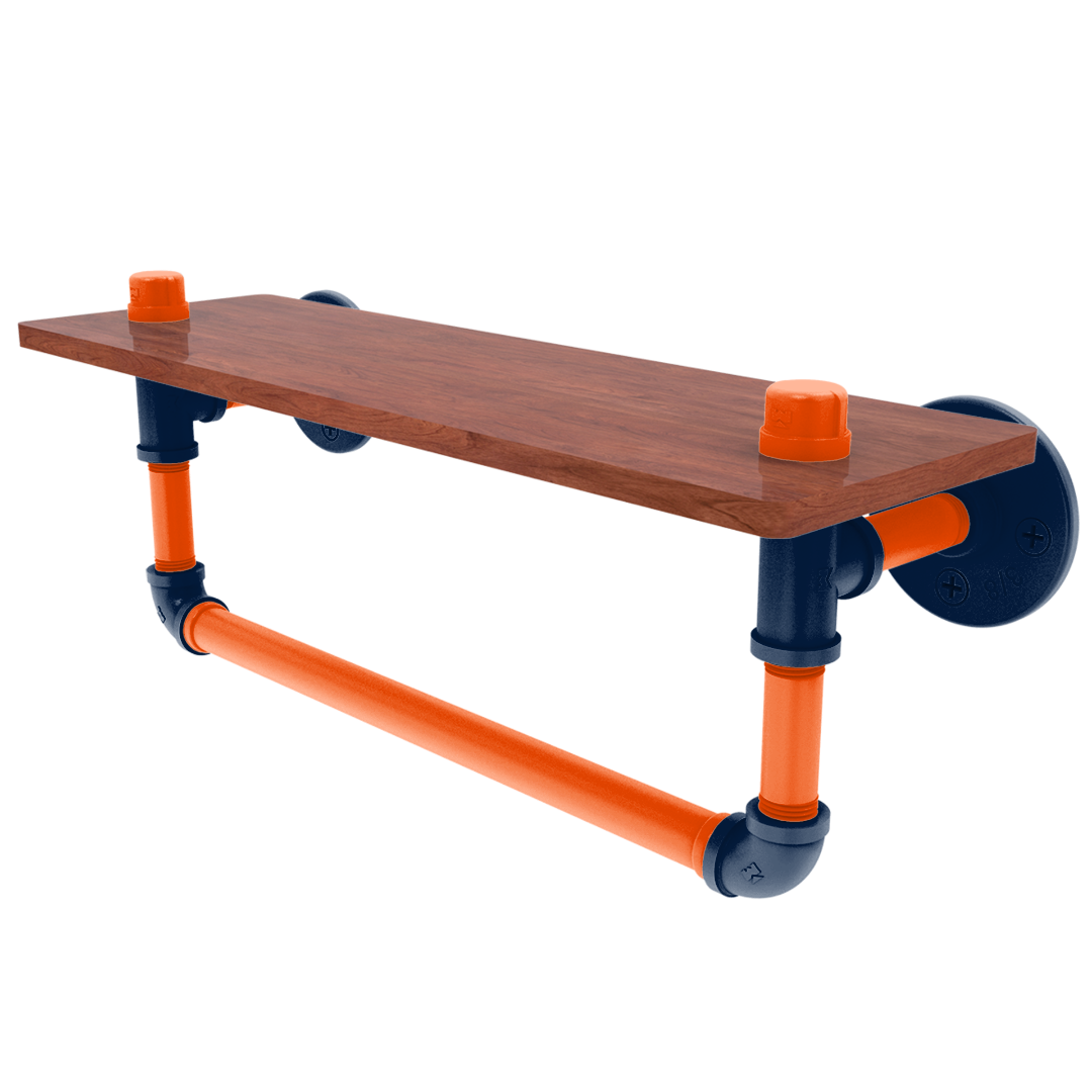 Slapshot Collection Wood Shelf with Towel Bar Edmonton Edition