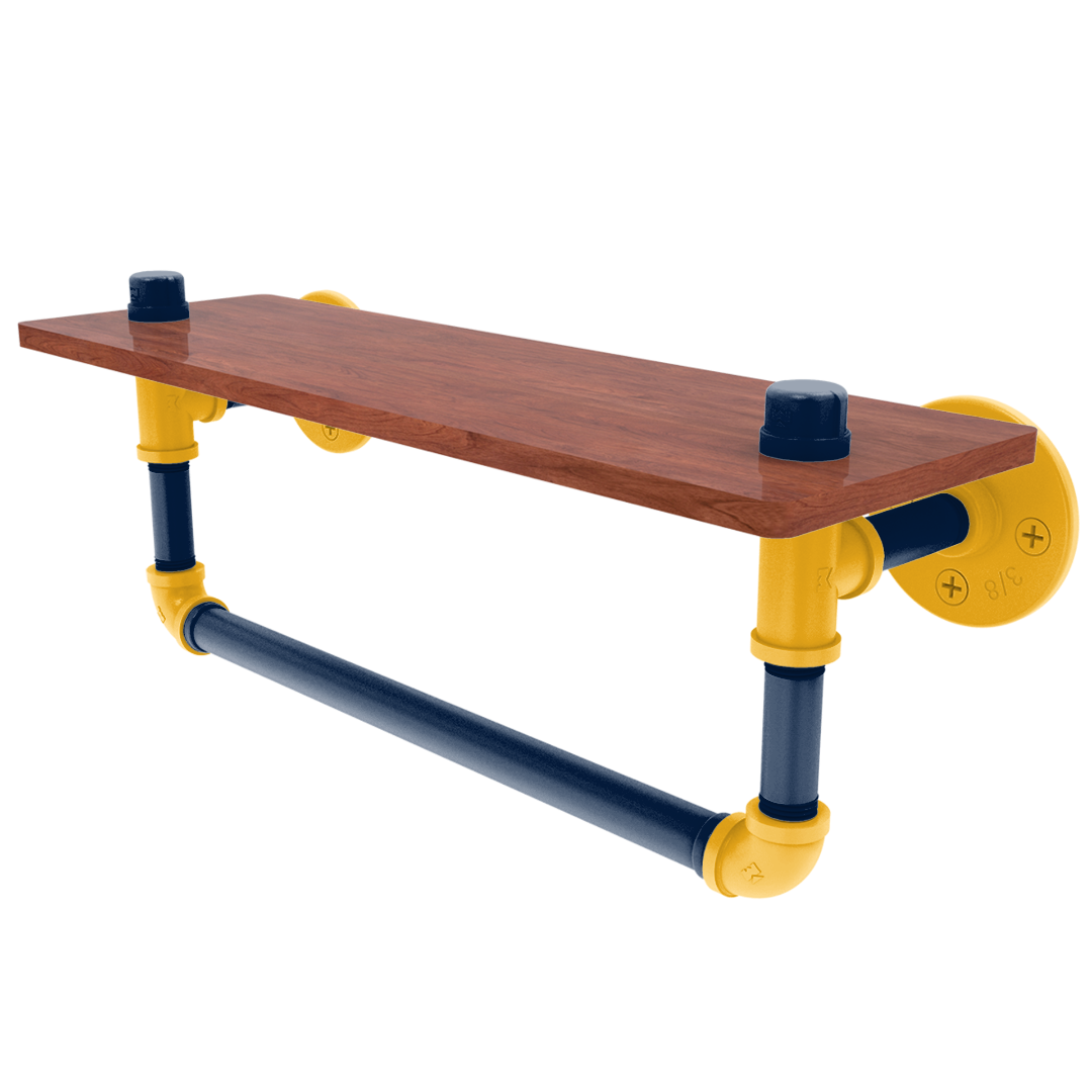 Slapshot Collection Wood Shelf with Towel Bar Nashville Edition