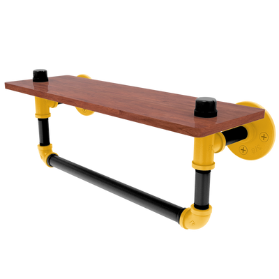 Slapshot Collection Wood Shelf with Towel Bar Pittsburgh Edition