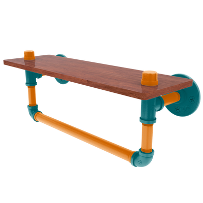 Slapshot Collection Wood Shelf with Towel Bar San Jose Edition