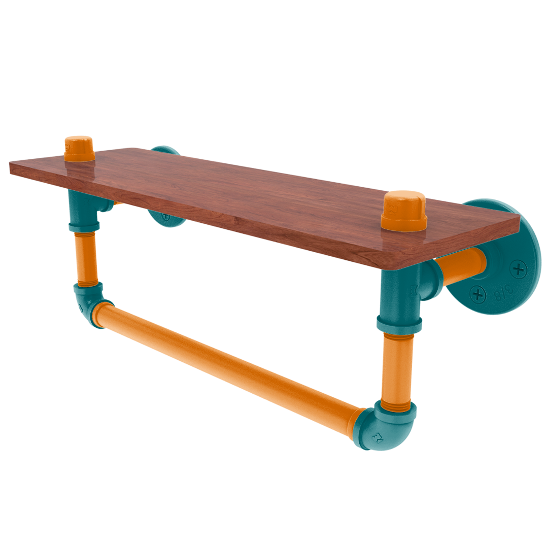 Slapshot Collection Wood Shelf with Towel Bar San Jose Edition