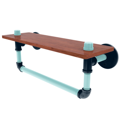 Slapshot Collection Wood Shelf with Towel Bar Seattle Edition