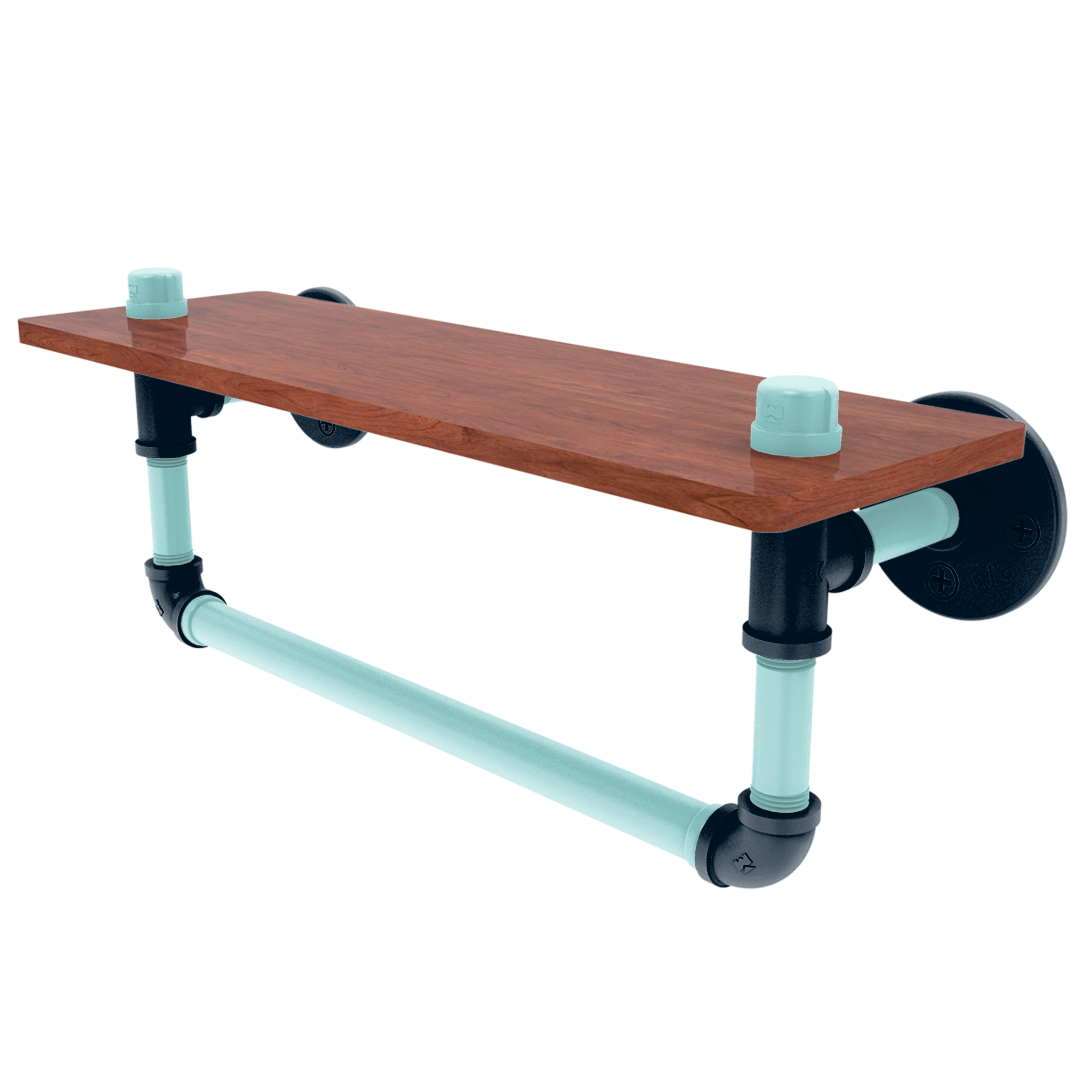 Slapshot Collection Wood Shelf with Towel Bar Seattle Edition