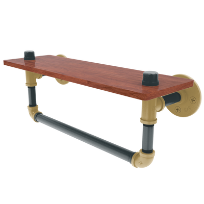 Slapshot Collection Wood Shelf with Towel Bar Vegas Edition