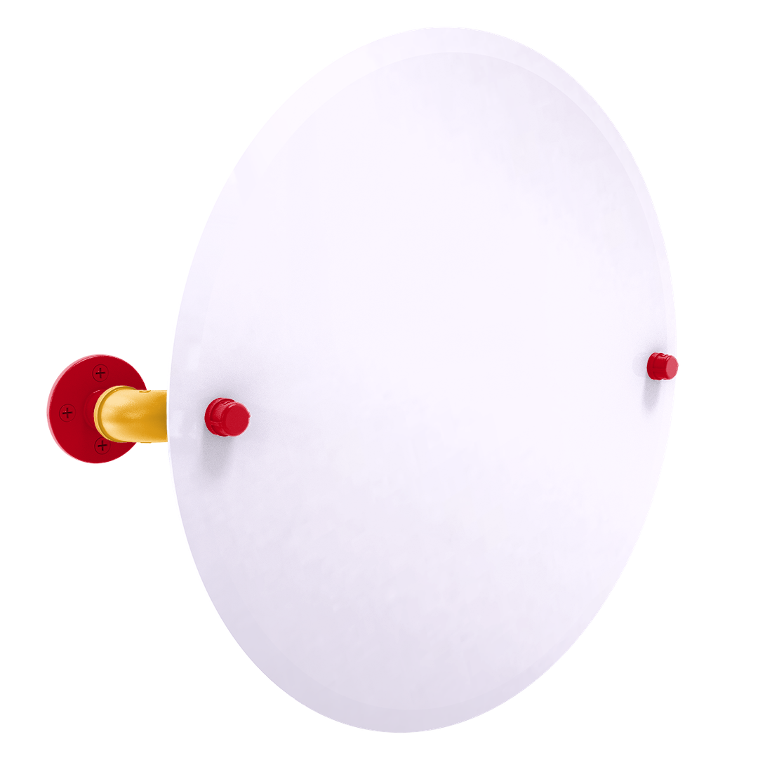 Slapshot Collection Frameless Round Wall Mounted Tilt Mirror Calgary Edition