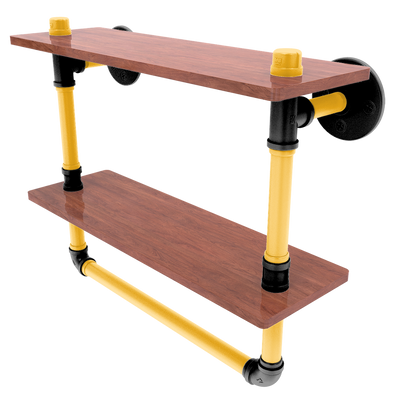Slapshot Collection Double Wood Shelf with Towel Bar Boston Edition