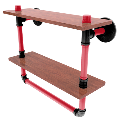 Slapshot Collection Double Wood Shelf with Towel Bar Carolina Edition