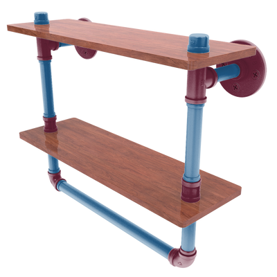 Slapshot Collection Double Wood Shelf with Towel Bar Colorado Edition