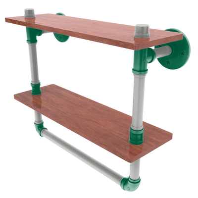 Slapshot Collection Double Wood Shelf with Towel Bar Dallas Edition