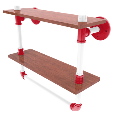Slapshot Collection Double Wood Shelf with Towel Bar Detroit Edition