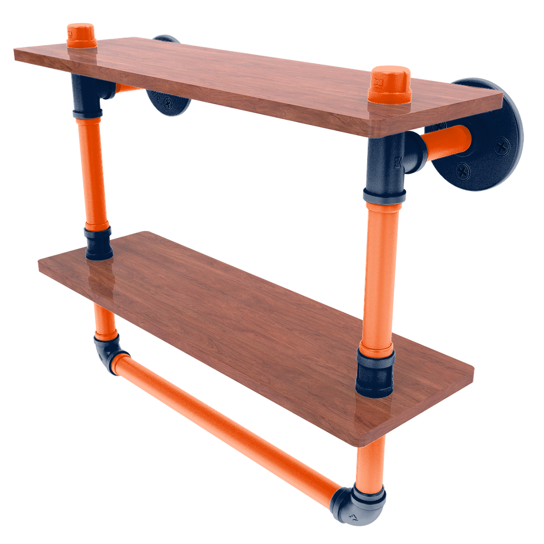 Slapshot Collection Double Wood Shelf with Towel Bar Edmonton Edition
