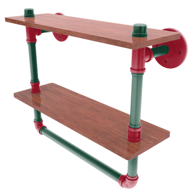Slapshot Collection Double Wood Shelf with Towel Bar Minnesota Edition