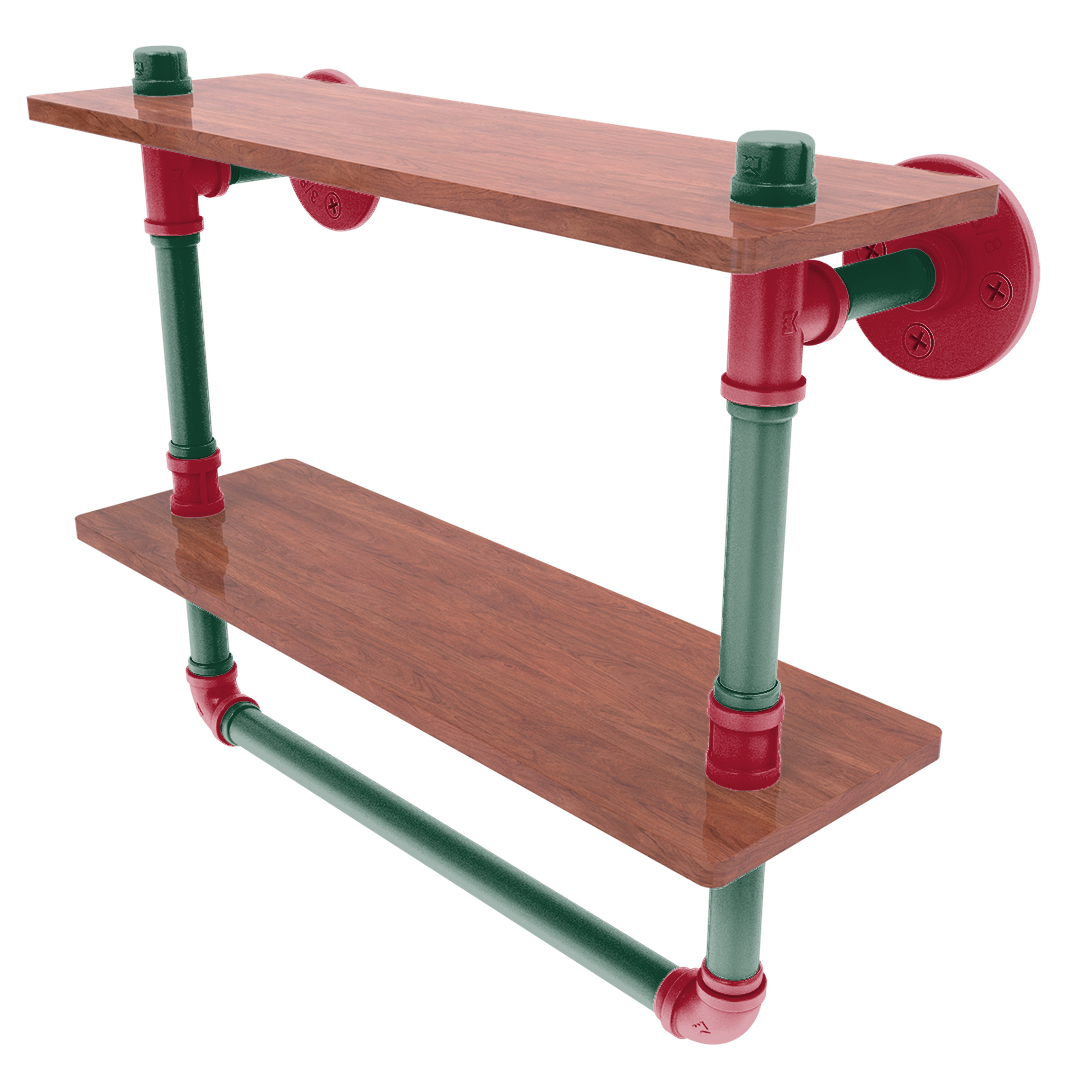 Slapshot Collection Double Wood Shelf with Towel Bar Minnesota Edition