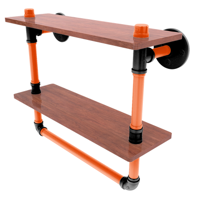 Slapshot Collection Double Wood Shelf with Towel Bar Philadelphia Edition