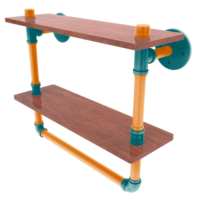 Slapshot Collection Double Wood Shelf with Towel Bar San Jose Edition
