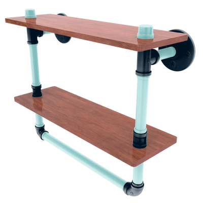 Slapshot Collection Double Wood Shelf with Towel Bar Seattle Edition