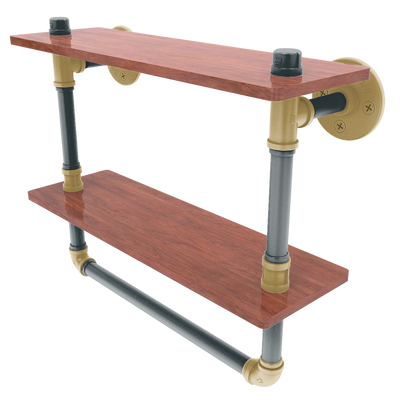 Slapshot Collection Double Wood Shelf with Towel Bar Vegas Edition