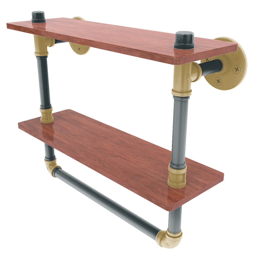 Slapshot Collection Double Wood Shelf with Towel Bar Vegas Edition
