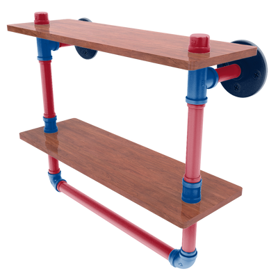 Slapshot Collection Double Wood Shelf with Towel Bar Winnipeg Edition