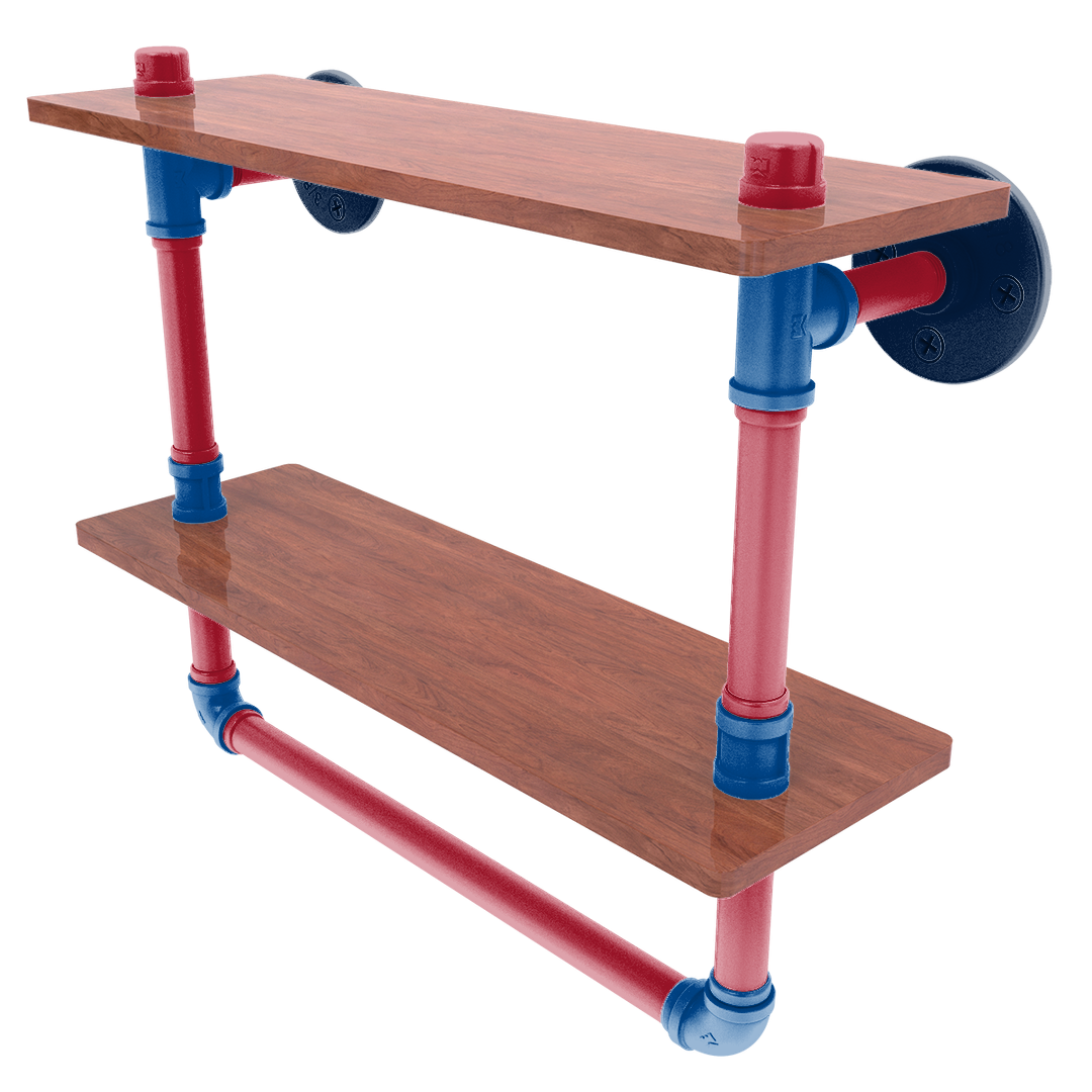 Slapshot Collection Double Wood Shelf with Towel Bar Winnipeg Edition