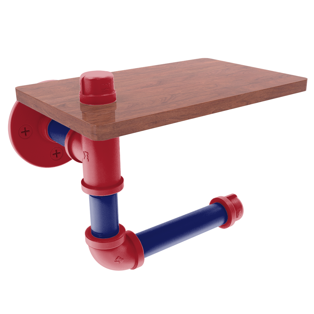 Slapshot Collection Toilet Paper Holder with Wood Shelf Winnipeg Edition